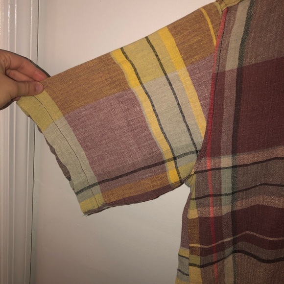 Vintage 90s Plaid Button Down Short Sleeve Top - Picture 3 of 5